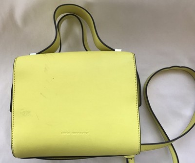 French Connection Yellow green Square Purse Crossbody Handles 7.5 x7 x5 