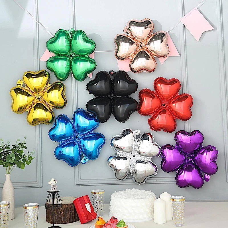 10 SILVER 15" Clover Mylar Foil Balloons Wedding Birthday Party Light Gray - Image 4 of 4