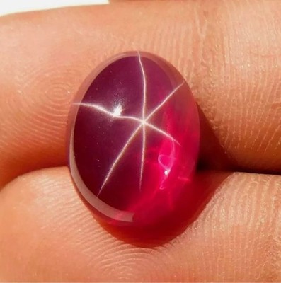 Natural Red Star Ruby 6 Rays 9.08 Ct+ Oval Cabochon Cut Loose Gemstone