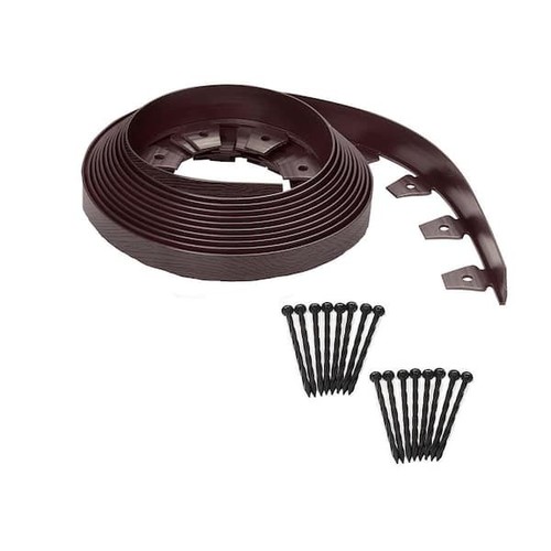 30 ft. L x 2.4 W x 1.7 in H Brown Heavy Duty Plastic No-Dig Landscape Edging Kit