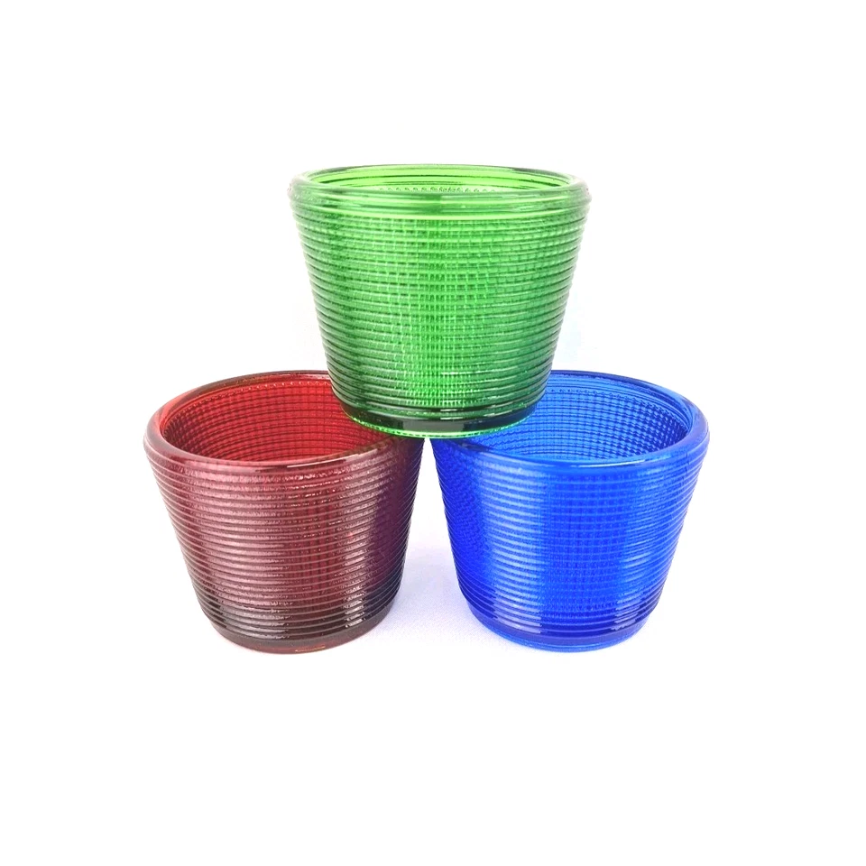 Juego de 3 candelabros votivos de vidrio rojo verde para caja y barril Foto 2 de 4