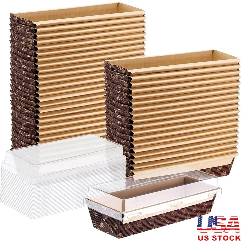 Disposable Loaf Baking Pans 50 Pack W/ Lids Ideal Bread Cakes Pastries New