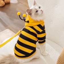 Cute Pet Cat Costume Sweet Bee Pattern Halloween Party Photo Outfit Small Size