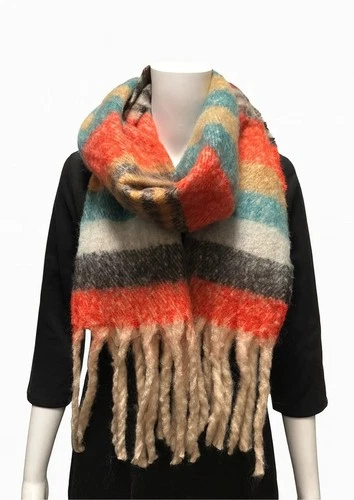 Bunter Damen Schal weich gestreift Herbst Winter Viskose NEU