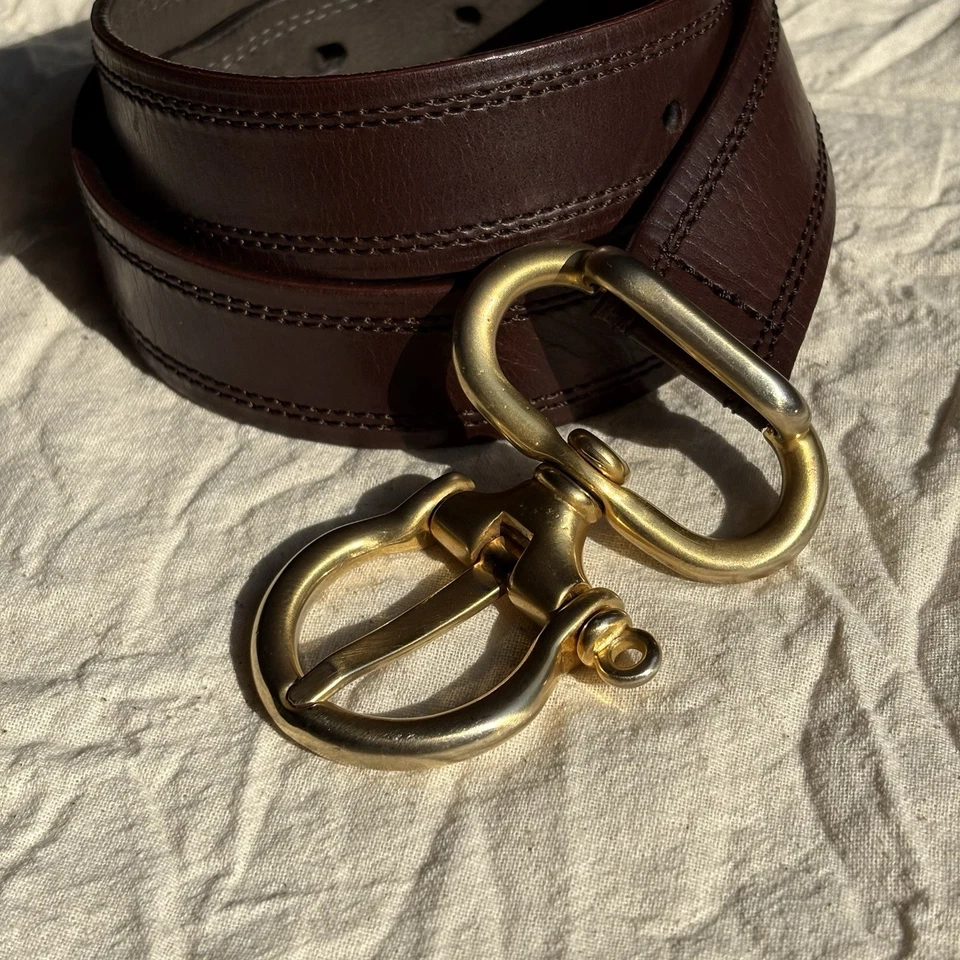 Cinturón de cuero marrón con hebilla dorada para mujer Jil Sander Foto 2 de 4