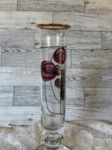 Vaso Giacinto Red Rose Vase Egizia, Italy New in Box 10" Tall 3" Wide Art Glass - Picture 5 of 12