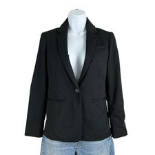 Everlane Blazer Womens Size 00 Black Wool Structured Classic Chic