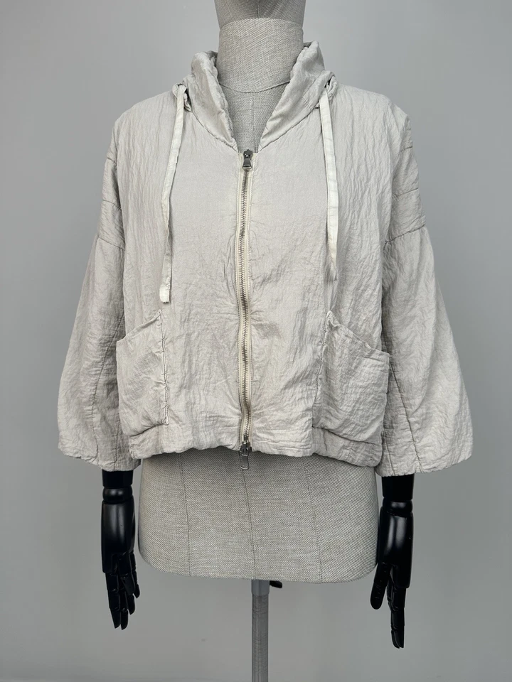 TRANSIT PAR SUCH Silk Crop Hooded Ivory Zip Jacket size 2 - Image 4 of 4