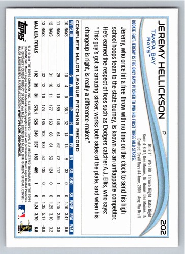 2014 Topps Target Red Jeremy Hellickson 202 - Picture 2 of 2