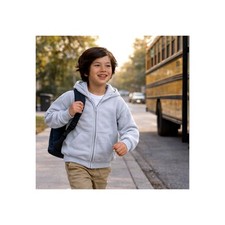 Boys Zip Up Hoodie Fleece  Sweatshirt Kids Warm Jacket School Casual Gray