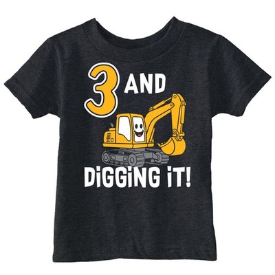 Toddler Funny T Shirts 3 And Digging It Excavator Birthday Tee For Young Kids