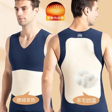 New Cashmere Silk Belly Protection Warm Men's Tank Top with Thickened Fleece  Au