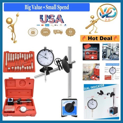 Professional Dial Indicator Set with Magnetic Base 0-1'' .001'' Range