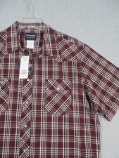 Wrangler Mens XL Western Shirt Pearl Snaps Short Sleeve Plaid 76204PP NWT