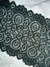 5 yards dark forest green galloon floral scalloped sewing stretch lace 6.5" wide