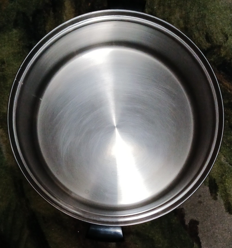 Ancien grand pot en acier inoxydable élégant temp ton avec couvercle 15" 5 plis Alcor - Photo 5/10