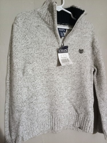 NWT Chaps Boys' Marled 1/4 Zip Mock Neck Pullover Sweater Black Twist Size 4/5