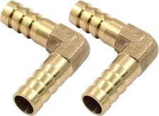 2PCS 3/8" Hose Barb Fitting 90 Degree Elbow Connector, Brass Barbed Fitting