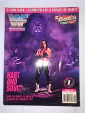 WWF MAGAZINE AUGUST 1997-HART FOUNDATION AND FAAROOQ POSTER