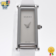 GUCCI 1500L Vintage Women’s Quartz Bangle Watch Silver White Dial [Near Mint]