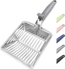 Large Metal Cat Litter Scoop with Dual-Size Holes, Hanging Hook & Sifter