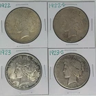 1922 1922-D 1923 1923-S Peace Dollar Lot of 4