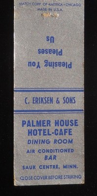 1940s Palmer House Hotel-Cafe Dining Room Bar C. Eriksen & Sons Sauk Centre MN