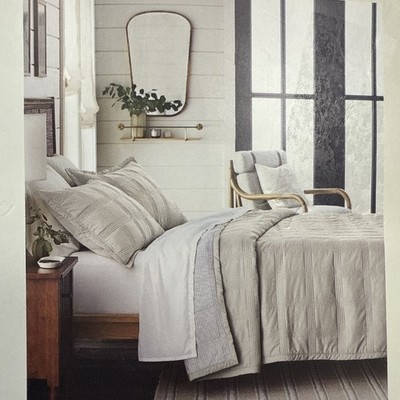 Full/Queen Grid Stitched Quilt Taupe/Green/Cream - Hearth & Hand with Magnolia