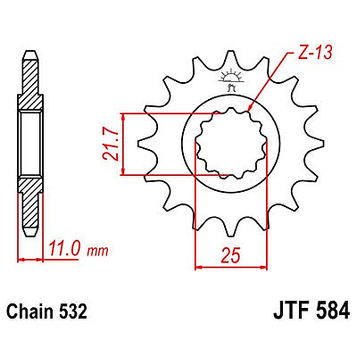 Pignon D'attaque JT SPROCKETS F580 - Compatible Yamaha YZF-R6 2004-2005 (Neuf étiqueté)
