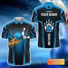 The Blue Bowling Ball 3D Polo Shirt, Gifts for Bowling lover, Men's Polo Shirt 3
