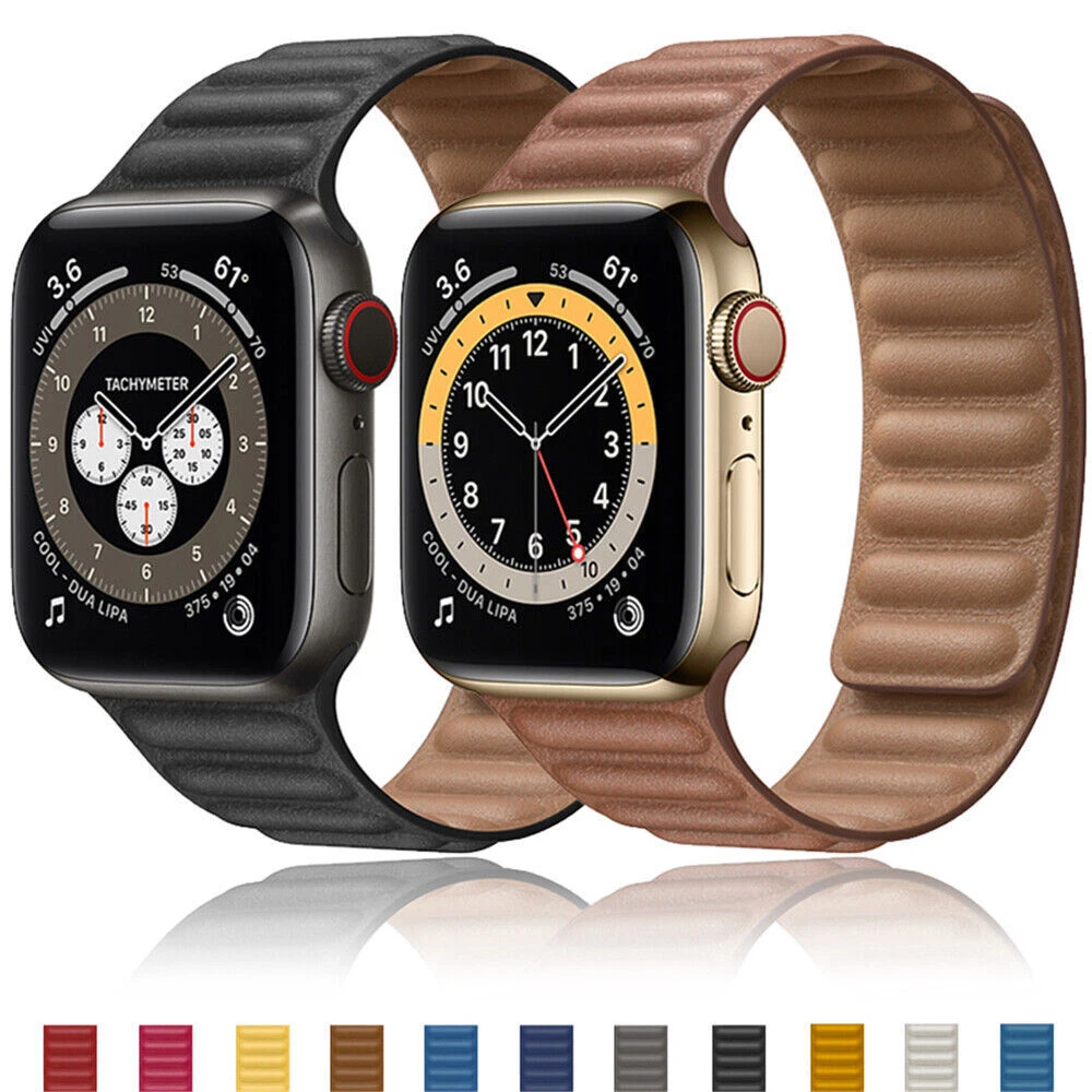 For Apple Watch Leather Link Band Magnetic Strap iWatch Series 7 6