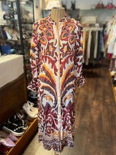FARM Rio burgandy & cream Silk Cheetah button down Maxi Dress