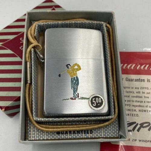 Unused 1958 Zippo Sports Series Golfer Lost Proof Lighter