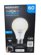Merkury Innovations Lampadina LED Intelligente Bianca Dimmerabile A19, Equivalente a 60 W