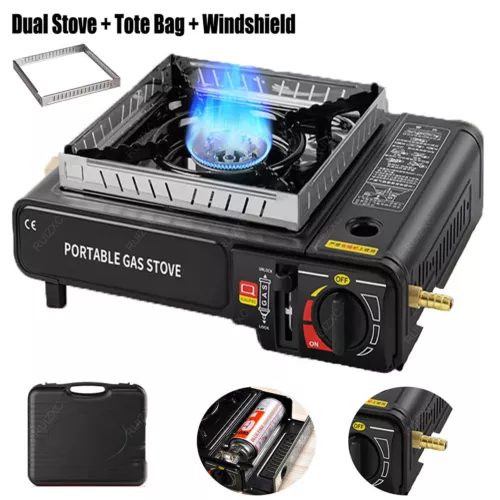3000W Camping Stove Propane&Butane Windproof Fire Dual Fuel Brass Cooking Burner