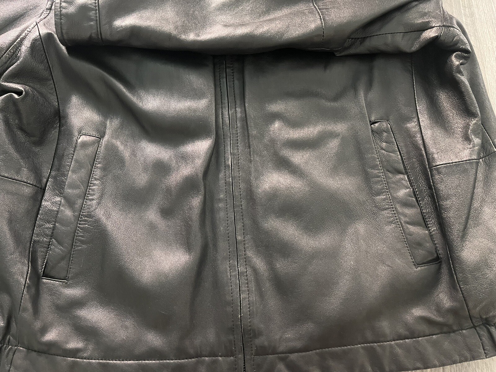 FILA Giacca in pelle Savile Row da uomo 2XL vera pelle nera cerniera intera