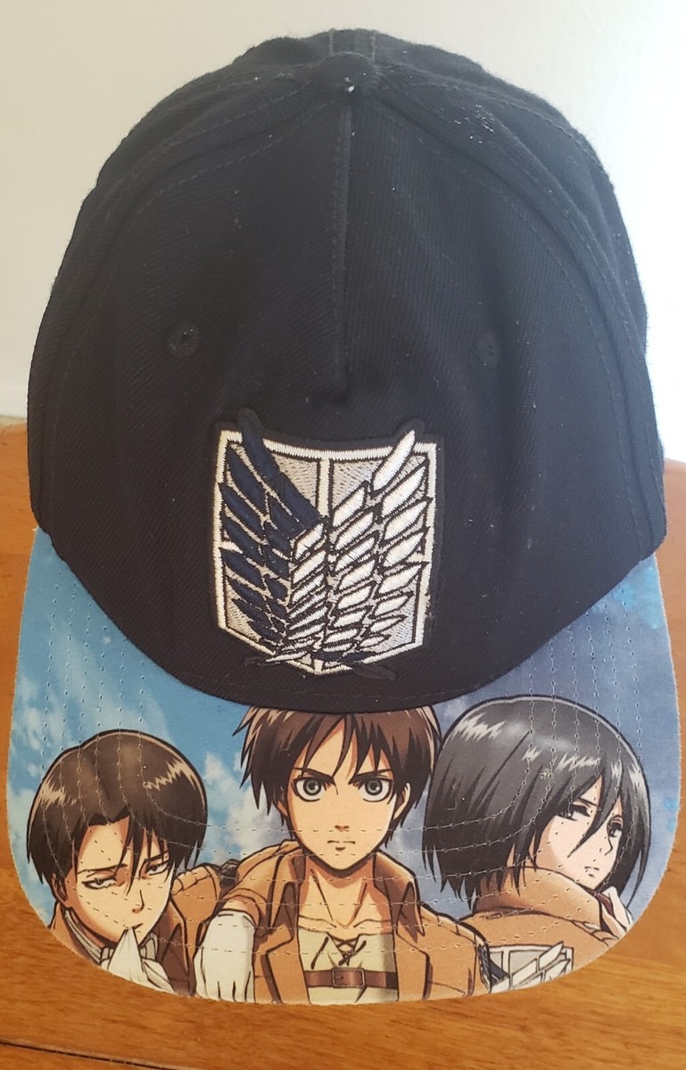 Attack On Titan Black Baseball Hat, Eren, Levi And Mikasa