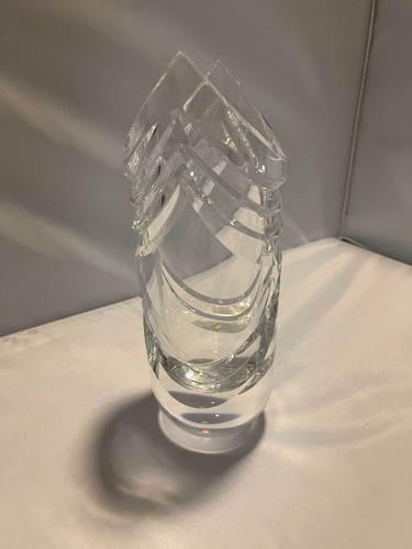 Vintage Vase Ancient Dynasty HOYA 1980's Fumio Sasa Clear Swag Cut Discontinued - Picture 7 of 16
