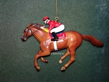 BREYER RACE HORSE CHRISTMAS ORNAMENT --  JUSTIFY RED -  KENTUCKY DERBY FAST SHIP