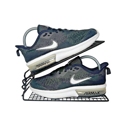 Nike Air Max Sequent 4 Turnschuhe Kinder 4 Jugendliche schwarz weiß Schnürschuhe Tick