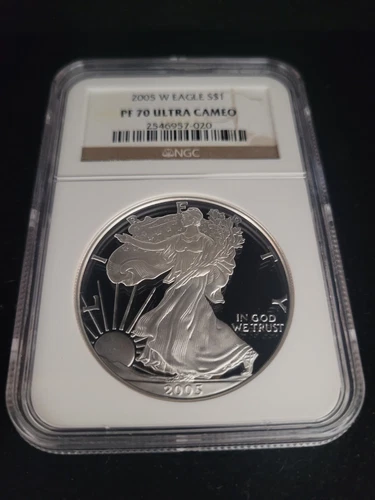 2005 W PROOF SILVER EAGLE NGC PF70 ULTRA CAMEO CLASSIC BROWN LABEL