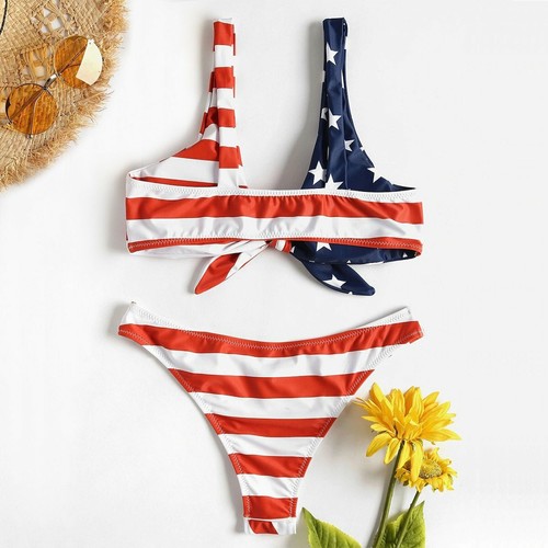 Women USA American Flag Bikini Set Push Up Padded Bathing Suit Swimwear Swimsuit - Picture 34 of 38