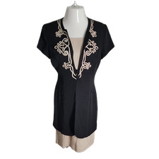 Julian Taylor New York Classy Career Dress ~ Knee Length ~ Sz 8 ~ Black & Beige