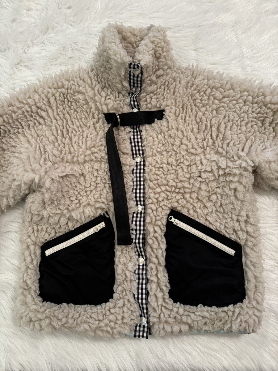 Sandy Liang Seven Sherpa Fleece Jacket Cream Small | eBay