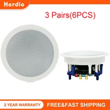 6X 5.25'' Home Ceiling Speakers Wall Flush Mount Stereo for Living Room Kitchen