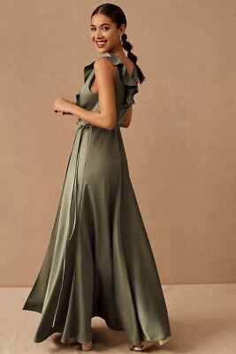 BHLDN SPECIAL OCCASION DRESS 16 TANSY WRAP MOSS GREEN RUFFLES EVENING NWT  $295 | eBay