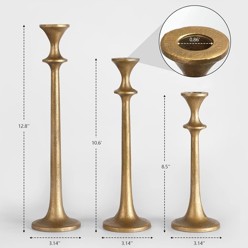 Vintage Cast Iron Taper Candle Holder Set - 3 Height Options for Any Occasion - Picture 5 of 9