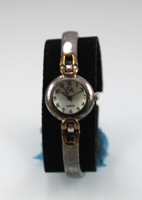 Cache Women Watch Antiqued Silver Gold Stainless Steel WR Battery MOP ...