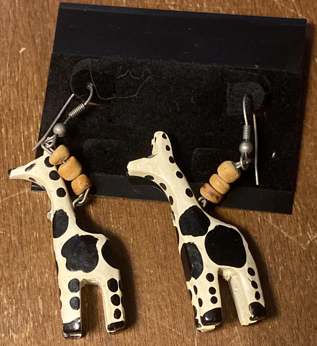 Wooden giraffe earrings clearance