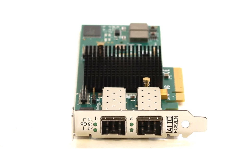 ATTO FC82EN Dual-Port 8GbE SFP PCIe Network Adapter P/N: 0231-PCBX-001 Tested - Image 3 of 4
